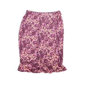 Vintage 90s Mamu purple floral knee length wrap skirt M